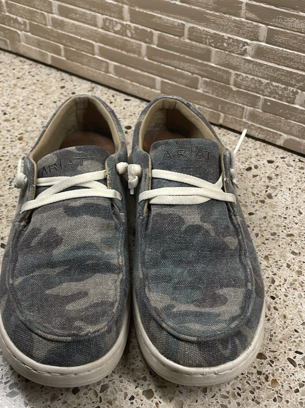 Ariat Men's Camouflage Blue Canvas Boat Shoes